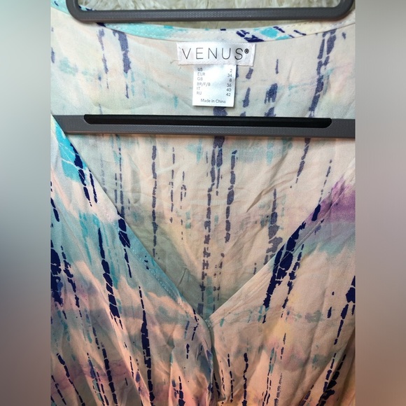 VENUS Blue and Purple Ruched Tie Blouse NWOT size 2 - Picture 6 of 13